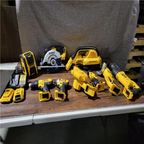 CALIFORNIA NEW DEWALT 10-TOOL COMBO KIT (2 BATTERIES, 1 CHARGER, AND 2 BAGS INCLUDED)