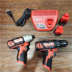 AS-IS M12 12V Lithium-Ion Cordless Drill Driver/Impact Driver Combo Kit with Two 1.5Ah Batteries, Charger and Bag (2-Tool)