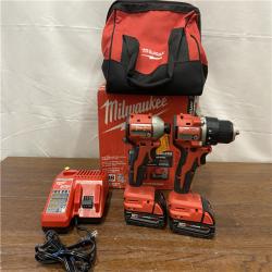 AS-IS Milwaukee18V Lithium-Ion Brushless Cordless Compact Drill/Impact Combo Kit (2-Tool) W/(2) 2.0 Ah Batteries, Charger & Bag