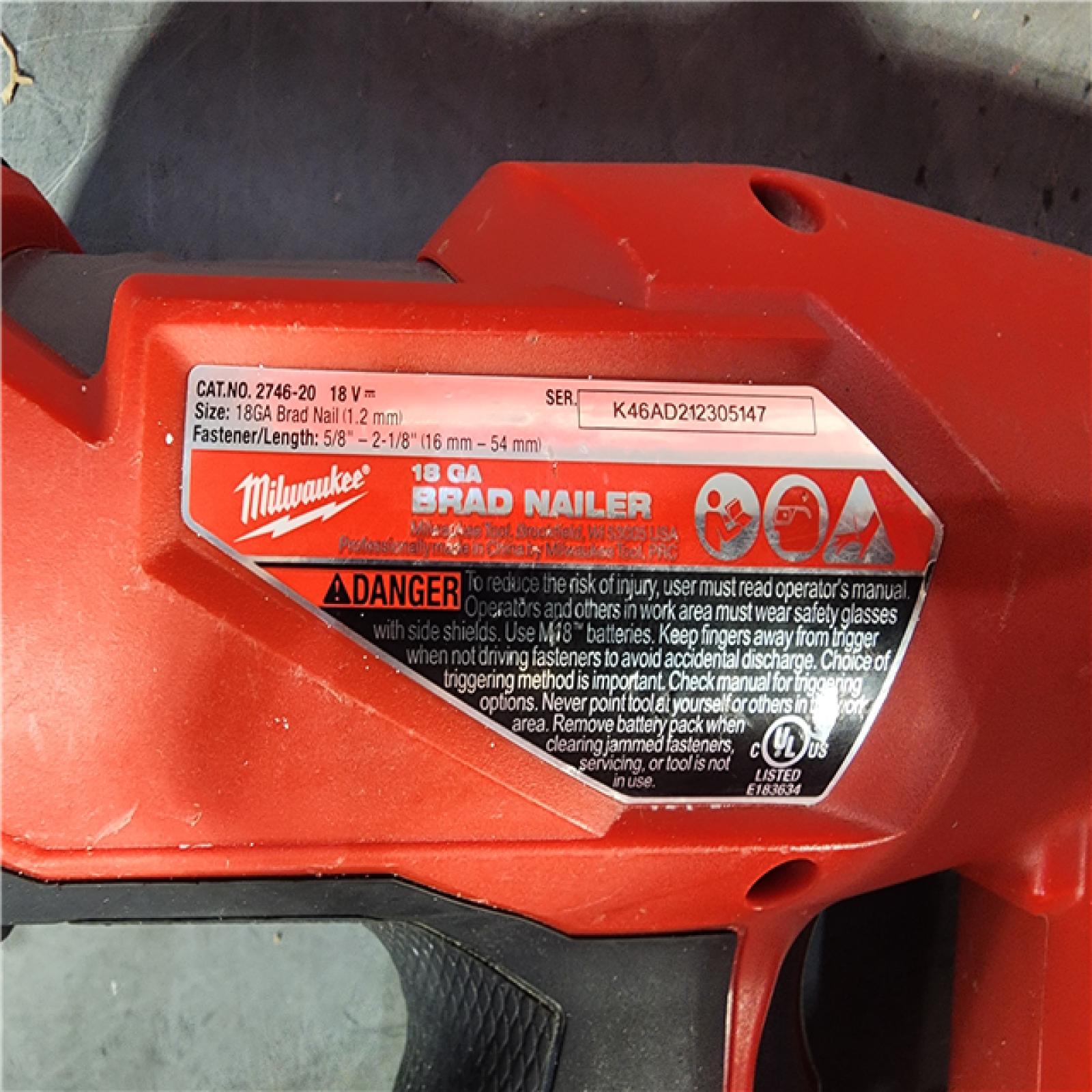 HOUSTON LOCATION - AS-IS Milwaukee M18 Fuel 18V Brushless 18-Gauge Brad Nailer 2746-20 (Bare Tool)