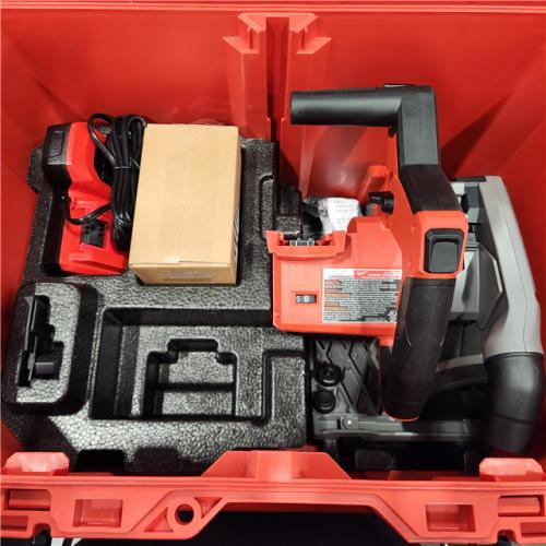 AS-IS Milwaukee 2831-21 M18 FUEL 18-Volt Lithium-Ion Brushless Cordless 6-1/2 in. Plunge Track Saw PACKOUT Kit with One 6.0 Ah Battery