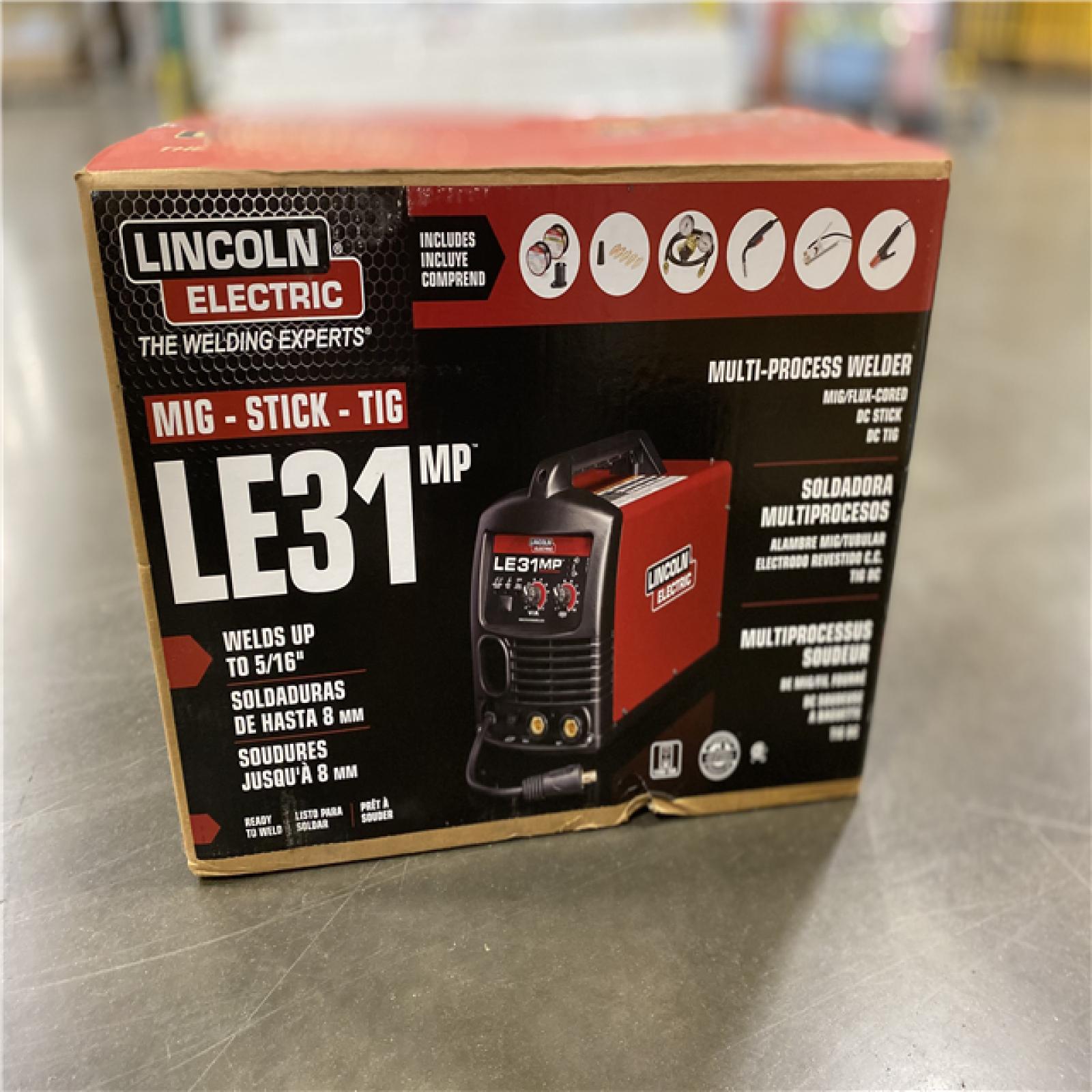 NEW! - Lincoln Electric 140 Amp LE31MP Multi-Process Stick/MIG/Flux-Core/TIG, 120V, Aluminum Welder