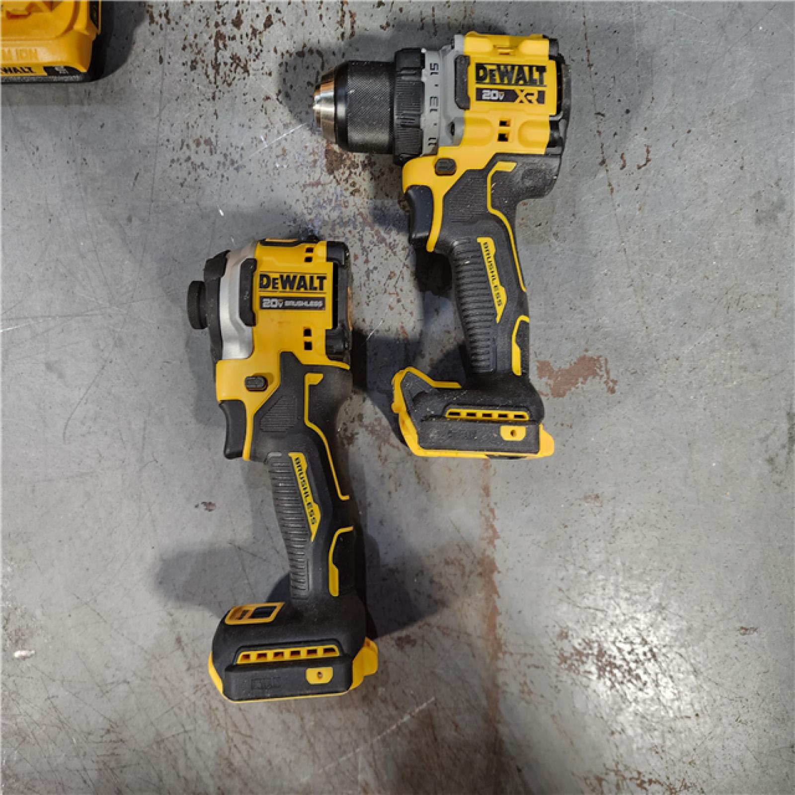 HOUSTON LOCATION - AS-IS DEWALT 20V MAX XR Cordless Drill/Driver, ATOMIC Impact Driver 2 Tool Combo Kit, (2) 2.0Ah Batteries, Charger, and Bag