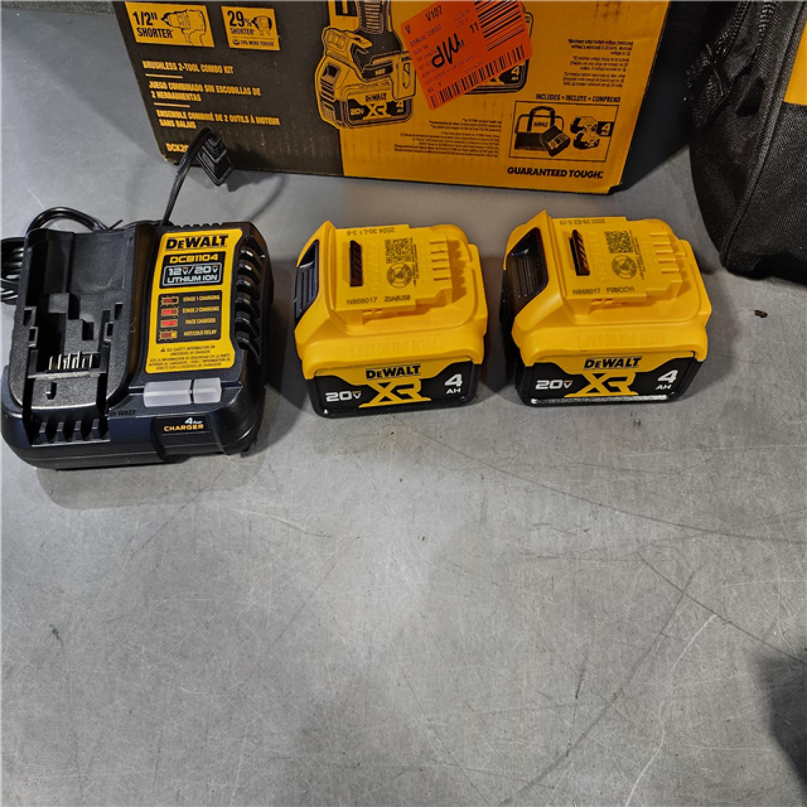 HOUSTON LOCATION - AS-IS DEWALT 20V MAX XR Hammer Drill and ATOMIC Impact Driver 2 Tool Cordless Combo Kit with (2) 4.0Ah Batteries, Charger, and Bag