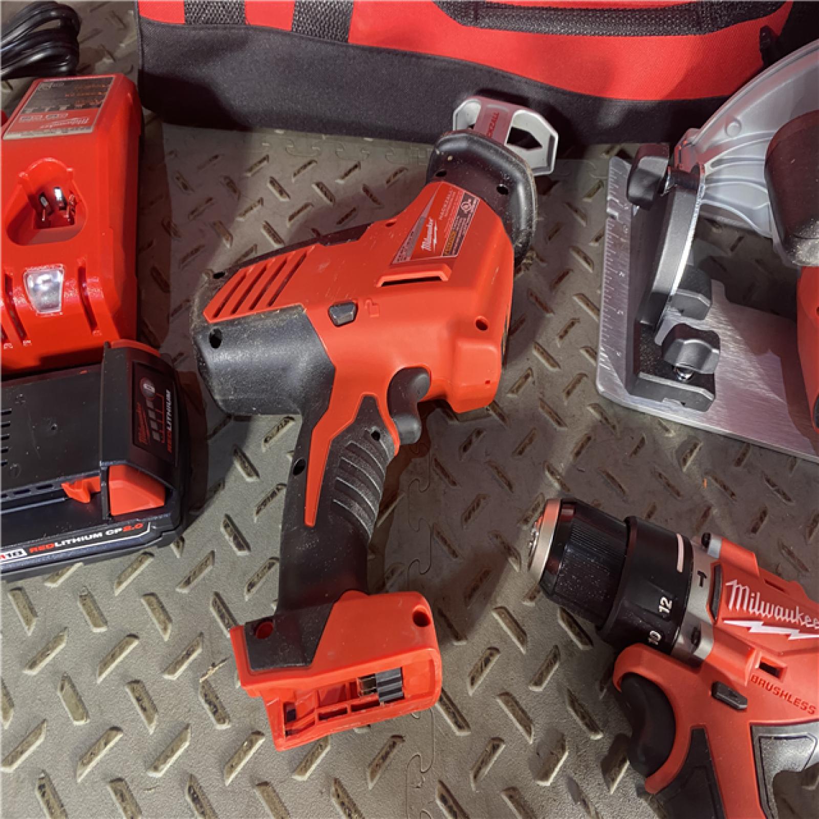 HOUSTON LOCATION - AS-ISM18 18-Volt Lithium-Ion Brushless Cordless Combo Kit (4-Tool) with 2-Batteries, 1-Charger and Tool Bag