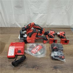 AS-IS M18 18-Volt Lithium-Ion Brushless Cordless Combo Kit (4-Tool) with 2-Batteries, 1-Charger and Tool Bag