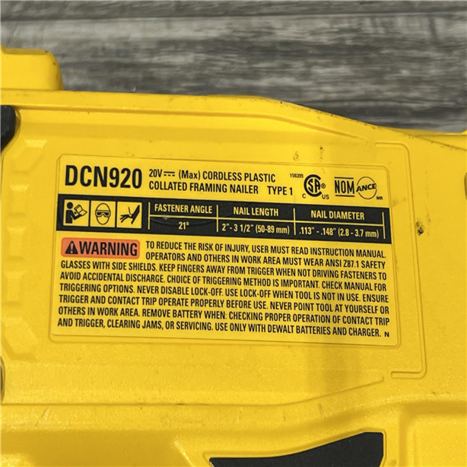 AS-IS DEWALT 20-Volt 21Â° Cordless Framing Nailer (Tool-Only)