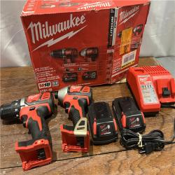 AS-ISMilwaukee M18 18V Cordless Brushed 2 Tool Drill/Driver and Impact Driver Kit