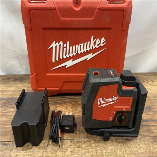 AS IS Milwaukee-3522-21 Green Beam Laser Cross Line Plumb Point USB Rechargeable