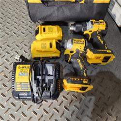 Houston location AS-IS DEWALT 20V MAX XR Cordless Drill/Driver, ATOMIC Impact Driver 2 Tool Combo Kit, (2) 2.0Ah Batteries, Charger, and Bag