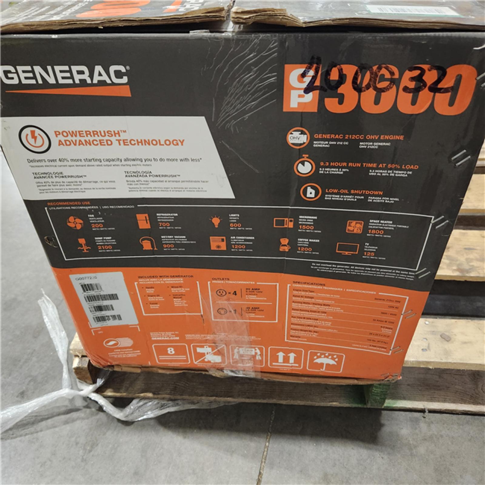 Dallas Location - As-Is Generac 3600-Watt Gasoline Portable Generator