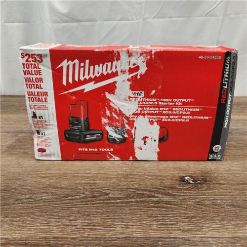 NEW! Milwaukee M12 12-Volt Lithium-Ion High Output 5.0 Ah and 2.5 Ah Battery Packs and Charger Starter Kit (48-59-2452S)
