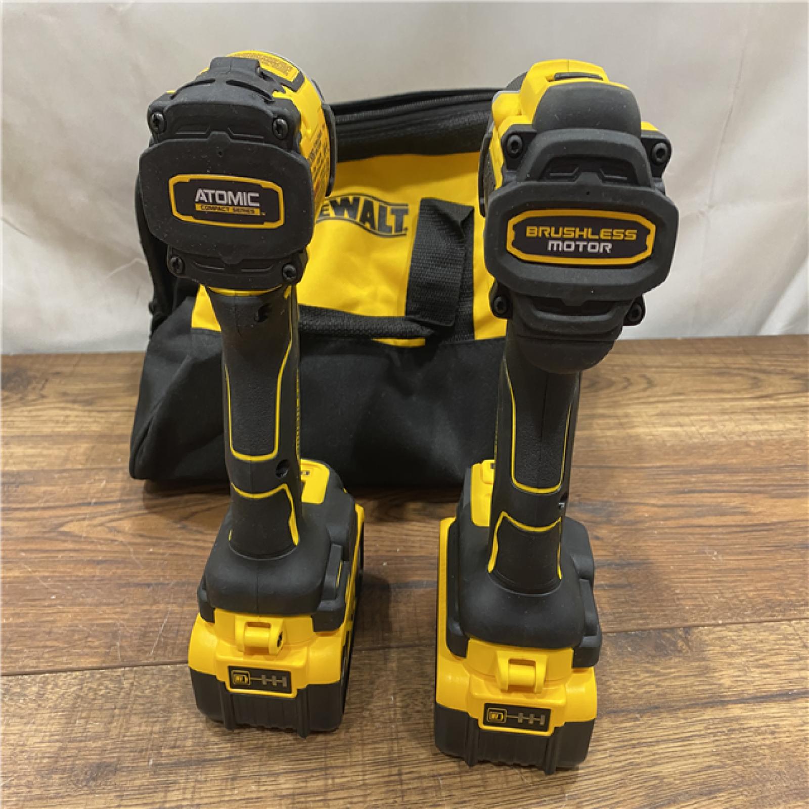 AS IS DEWALT 20V MAX XR Hammer Drill and ATOMIC Impact Driver 2 Tool Cordless Combo Kit with (2) 4.0Ah Batteries, Charger, and Bag