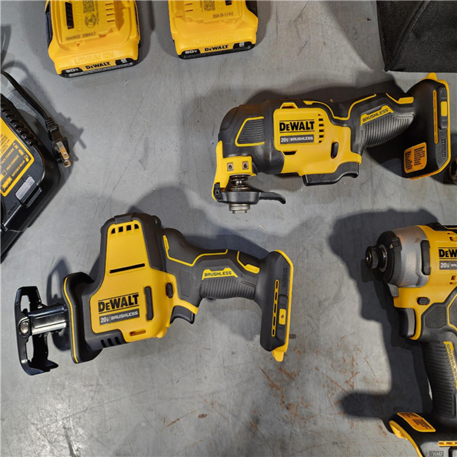 HOUSTON LOCATION - AS-IS (APPEARS LIKE NEW) DeWalt 20V MAX ATOMIC Cordless Brushless 4 Tool Combo Kit