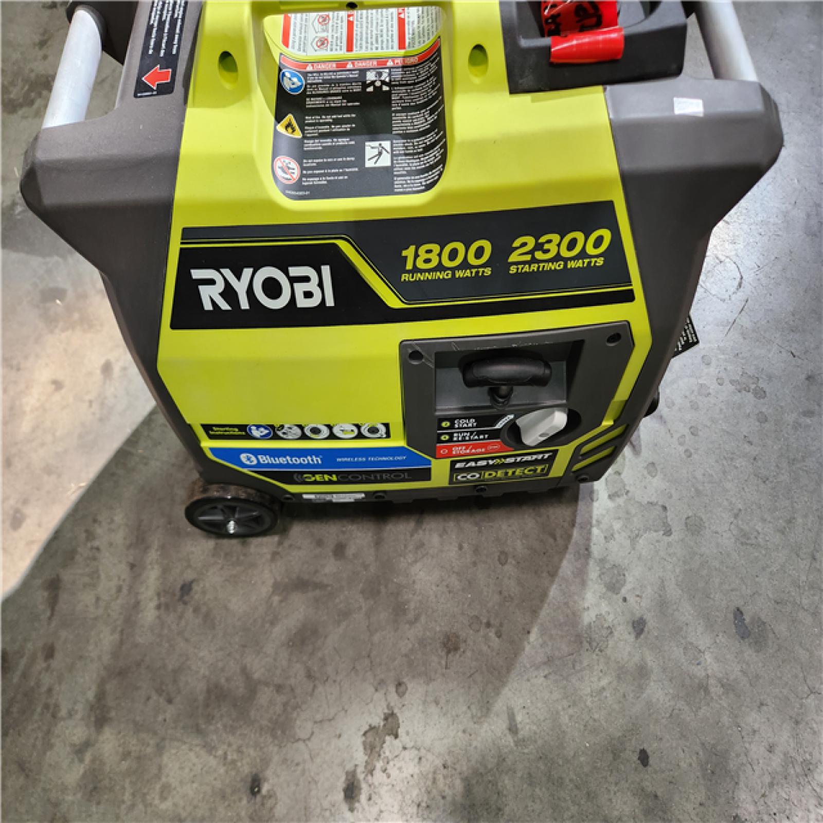 California AS-IS Ryobi 2 300-Watt Recoil Start Bluetooth Super Quiet Gasoline Powered Digital Inverter Generator with CO Shutdown Sensor