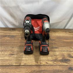 AS IS Milwaukee M18 18V Cordless Brushed 2 Tool Drill/Driver and Impact Driver Kit