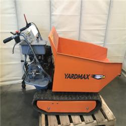 California AS-IS YARDMAX YD8105 Track Barrow with Hydraulic Assist 1100 Lb. Capacity Briggs and Stratton CR950 6.5 Hp 208cc