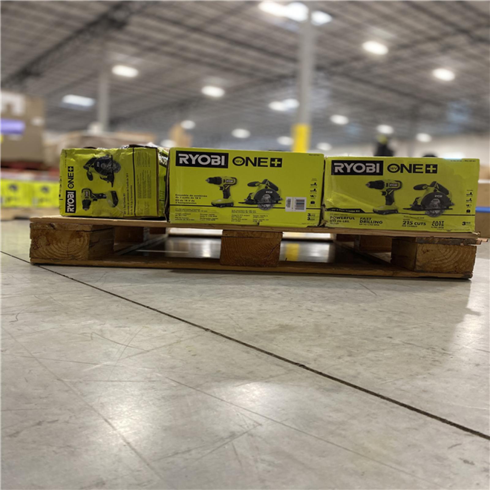 DALLAS LOCATION - RYOBI ONE+ 18V Cordless 2-Tool Combo Kit with Drill/Driver, Circular Saw, (2) 1.5 Ah Batteries, and Charger PALLET - (13 UNITS)