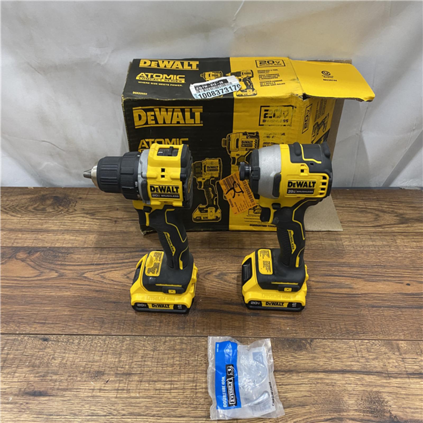 AS IS Dewalt DCK225D2 20V MAX ATOMIC Brushless Compact Lithium-Ion 1/2 in. Cordless Drill Driver and 1/4 in. Impact Driver Combo Kit with 2 Batteries 2 Ah