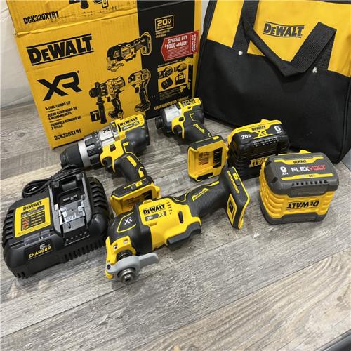 AS-IS DEWALT 20-Volt Lithium-Ion Cordless 3-Tool Combo Kit with FLEXVOLT 9 Ah and 20V 6 Ah Batteries and Charger