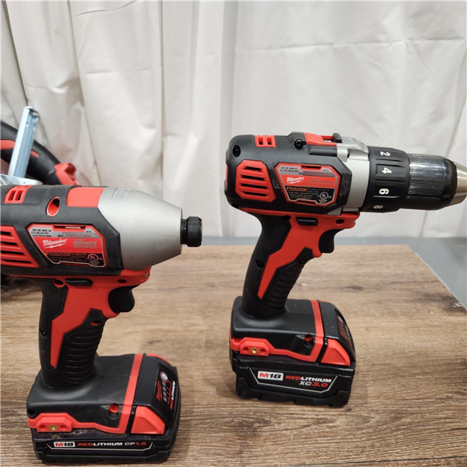 AS-IS Milwaukee M18 18-Volt Lithium-Ion Cordless Combo Tool Kit (5-Tool) with (1) 3.0Ah and (1) 1.5Ah Battery, (1) Charger, (1) Tool Bag