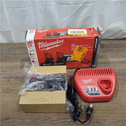 AS- IS Milwaukee M12 12V Lithium-Ion XC High Output 5.0 Ah Battery Pack (2-Pack) Starter Kit with Charger