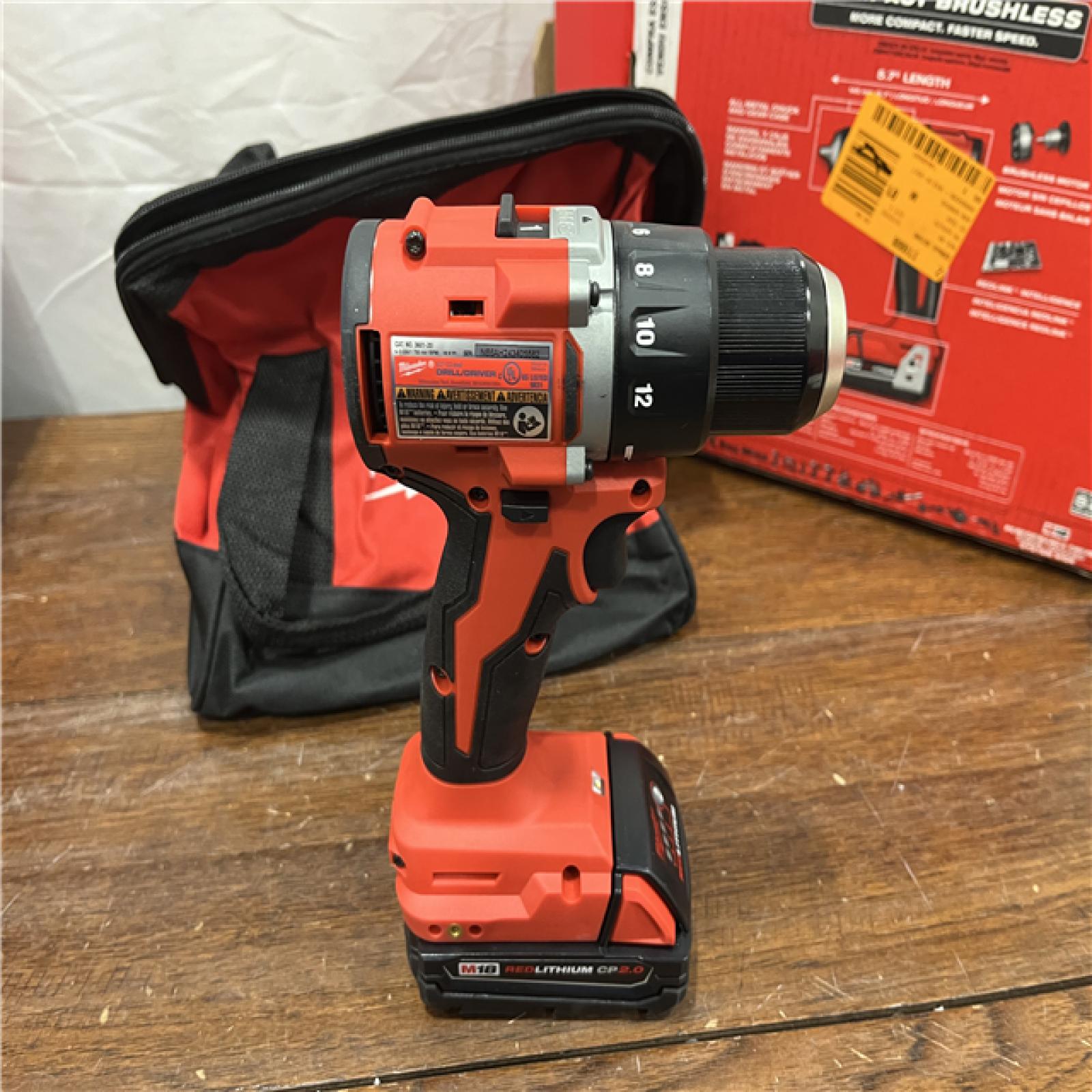 AS-IS Milwaukee M18 Compact Brushless 1/2in Hammer Drill/Driver Kit - 3602-21P