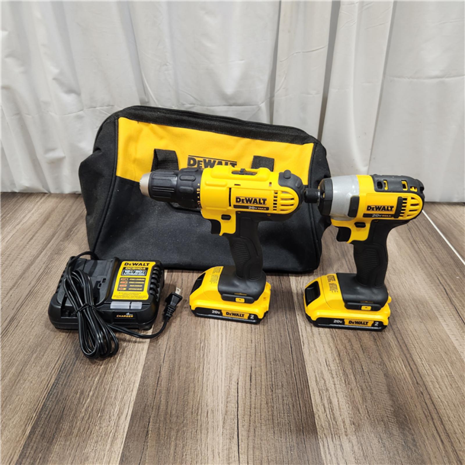 AS IS DEWALT 20V MAX XR Hammer Drill and ATOMIC Impact Driver 2 Tool Cordless Combo Kit with (2) 4.0Ah Batteries, Charger, and Bag