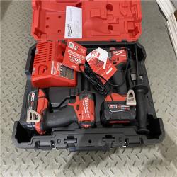 Houston location AS-IS Milwaukee 3697-22 M18 FUEL 1/2 Hammer Driller/Driver &1/4 Hex Impact Driver 2 Tool Combo Kit