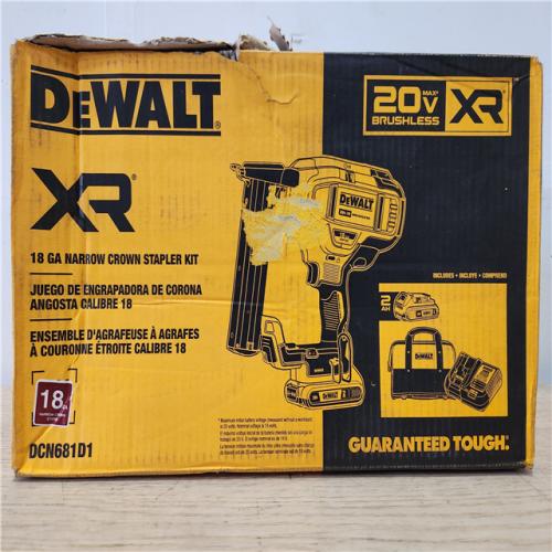 Phoenix Location DEWALT 20V MAX XR Lithium-Ion Cordless 18-Gauge Narrow Crown Stapler Kit with 2.0Ah Battery, Charger and Contractor Bag