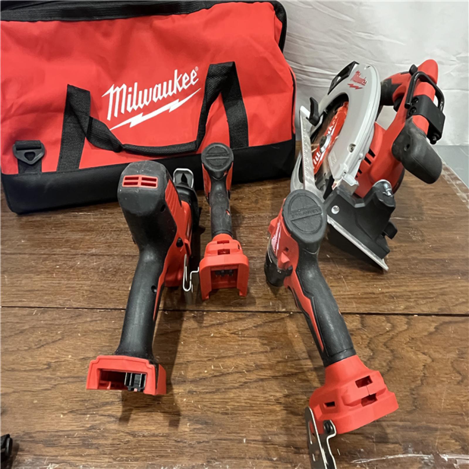 AS-ISMilwaukee M18 18-Volt Lithium-Ion Brushless Cordless Combo Kit (4-Tool) with 2-Batteries, 1-Charger and Tool Bag