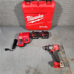 HOUSTON LOCATION - AS-IS Milwaukee 2904-22 Hammer Drill Driver Kit with Batteries  Charger & Tool Case  Red