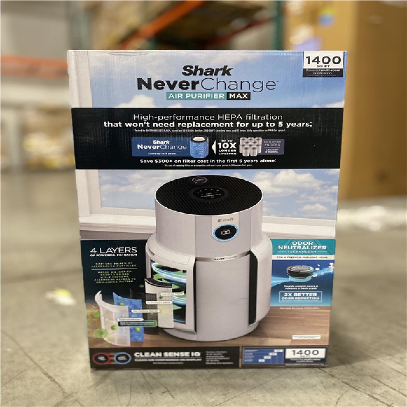 NEW! - Shark NeverChange HEPA Filter Whole Home Tower Air Purifier 1400 sq.ft w/ Odor Neutralization & Clean Sense Technology, White