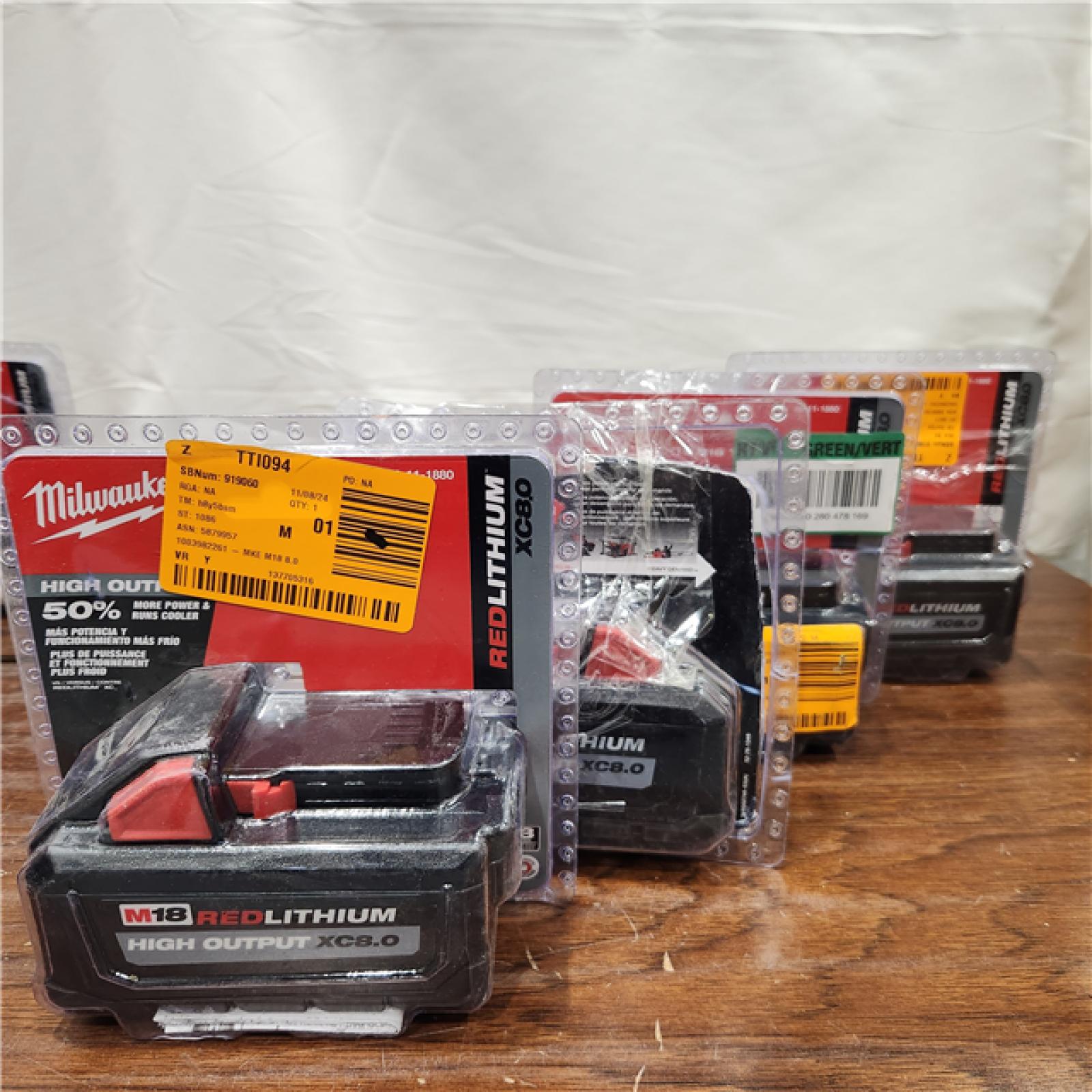 AS-IS Milwaukee M18 18-Volt Lithium-Ion HIGH OUTPUT XC 8.0Ah Battery  (4PACK)