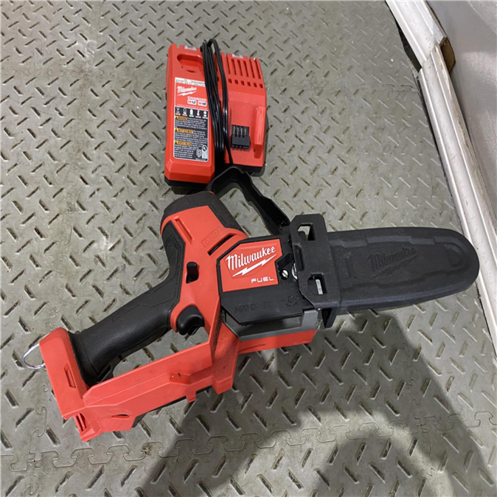 Houston location AS-IS MILWAUKEE M18 FUEL 8 in. 18V Lithium-Ion Brushless HATCHET Pruning Saw Charger ONLY