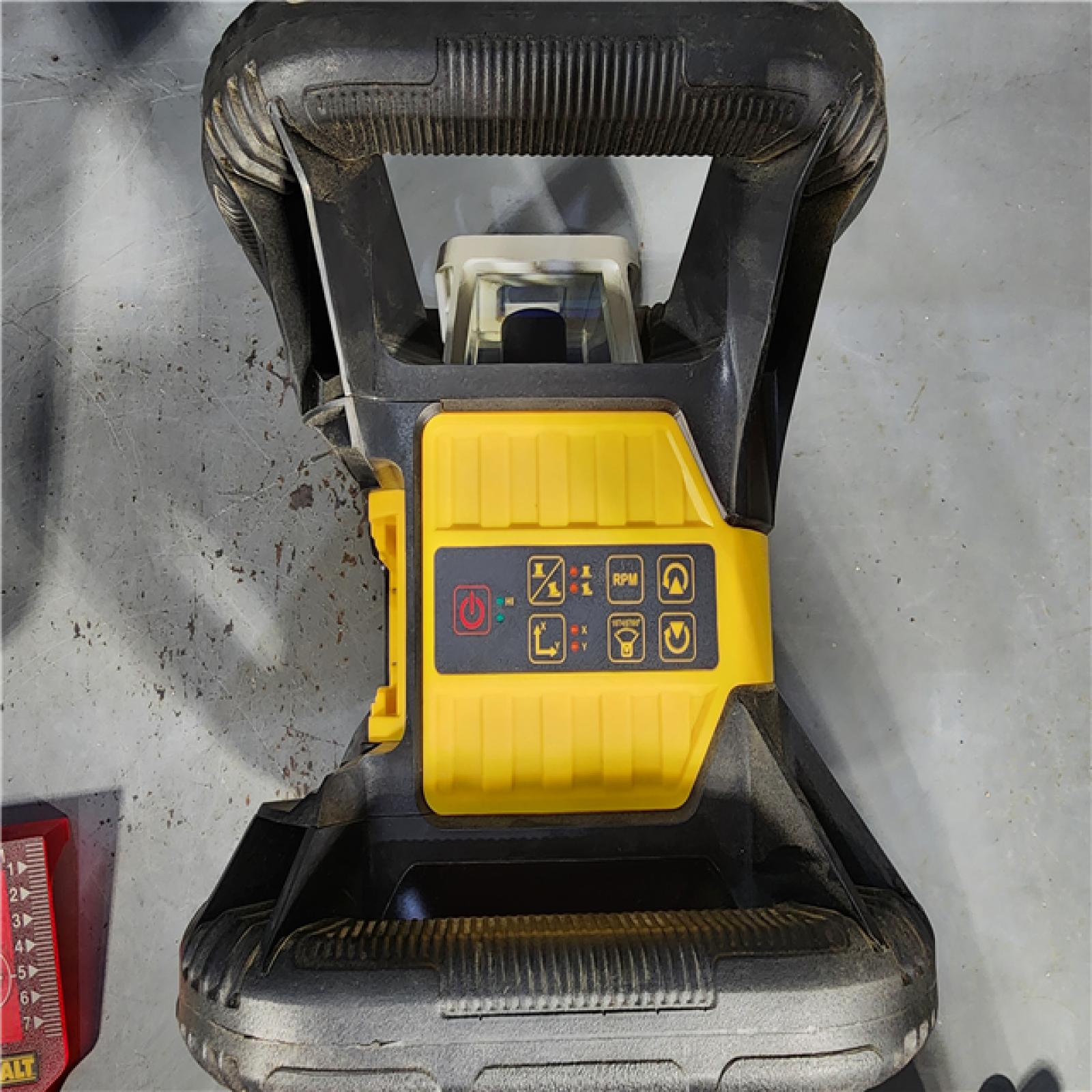 HOUSTON LOCATION - AS-IS DEWALT 20V MAX Lithium-Ion 200 Ft. Red Self Leveling Rotary Laser Level with Detector, 2.0Ah Battery, Charger, and TSTAK Case