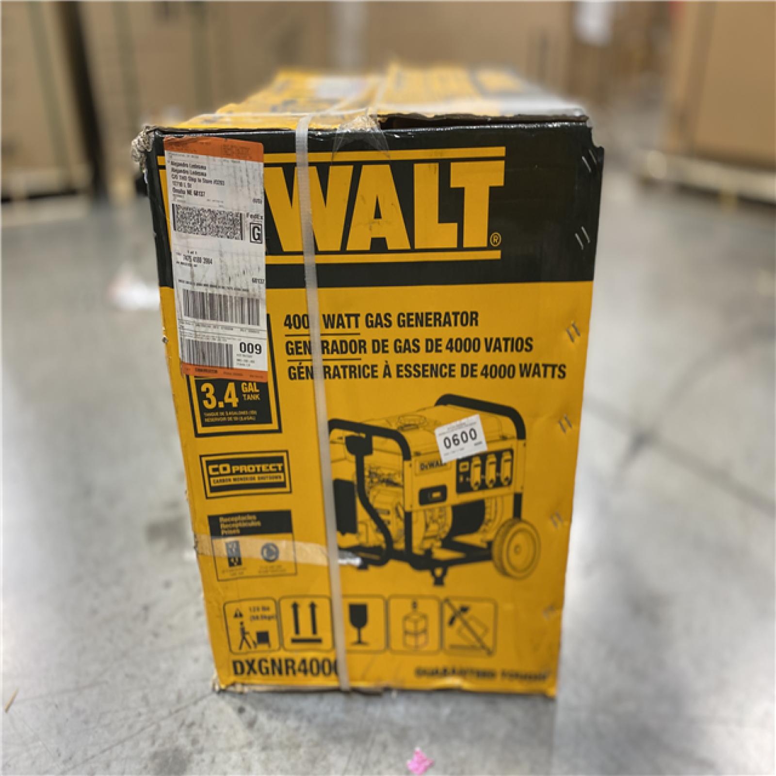 DALLAS LOCATION - DEWALT 4500 / 4000- Watt Gas Powered Portable Generator with Idle Control, Covered Outlets and CO Protect