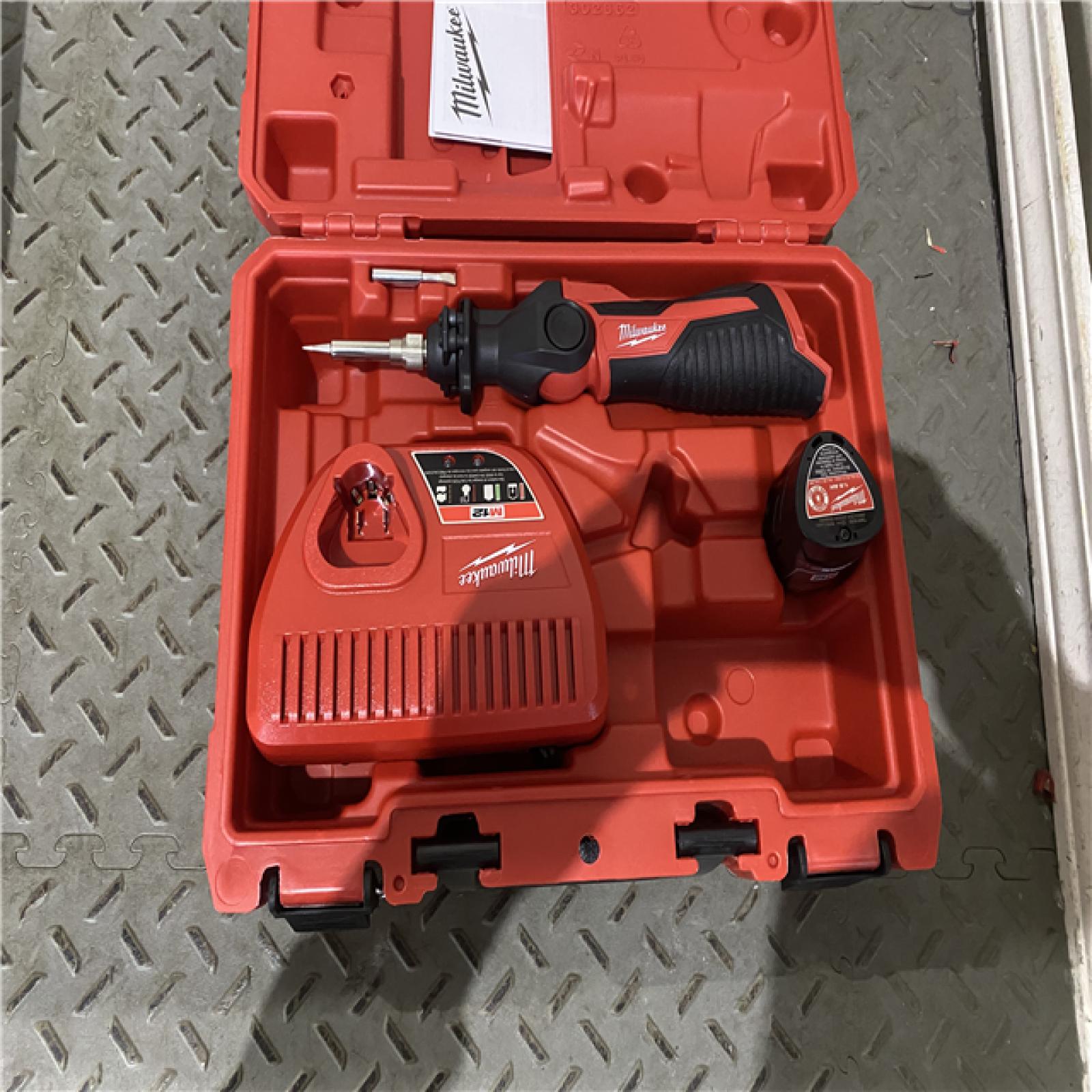 Houston location AS-IS Milwaukee 2488-21 - M12 90W Soldering Iron with REDLITHIUM Compact Battery Pack  Charger and Carrying Case