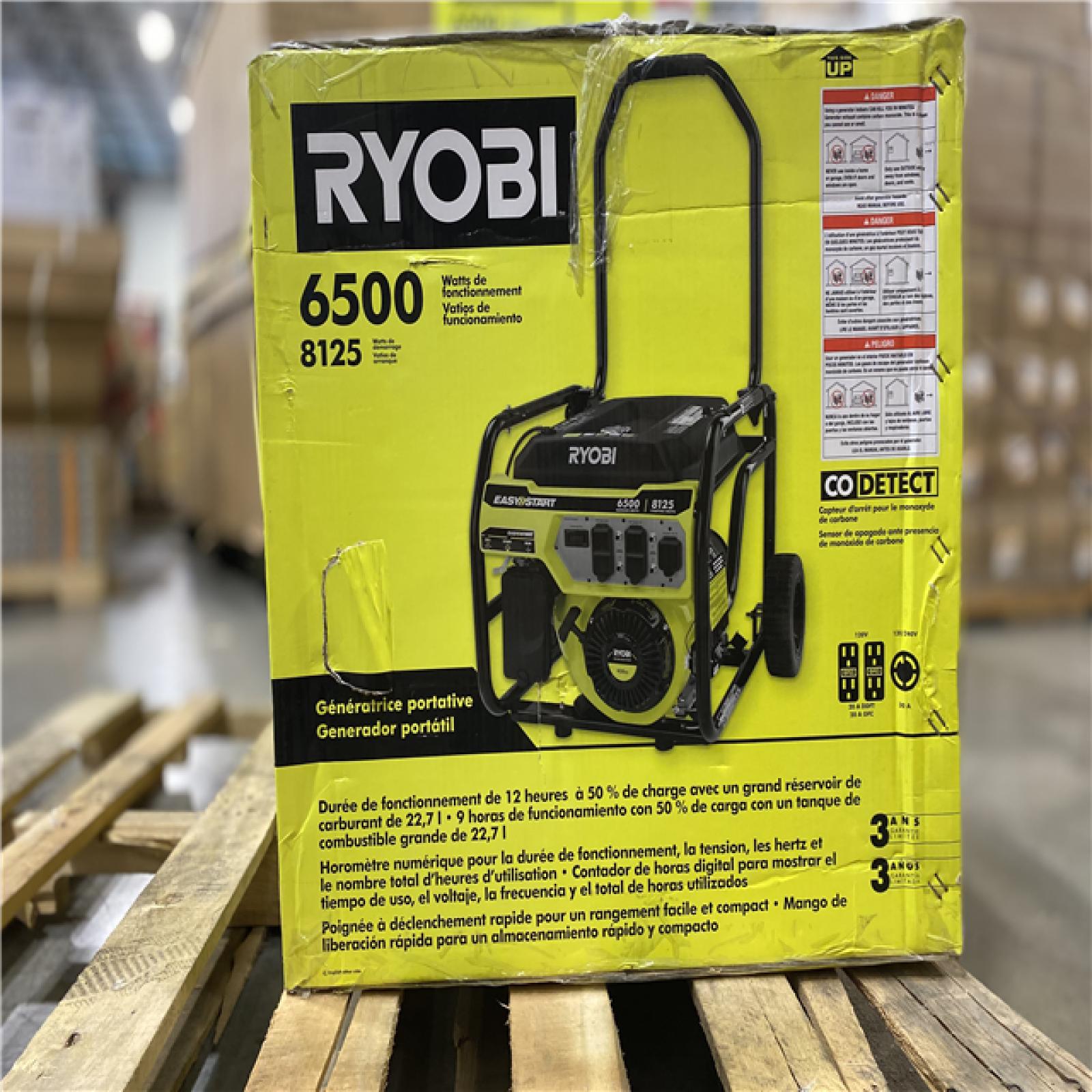 DALLAS LOCATION -RYOBI 6,500-Watt Gasoline Powered Portable Generator with CO Shutdown Sensor