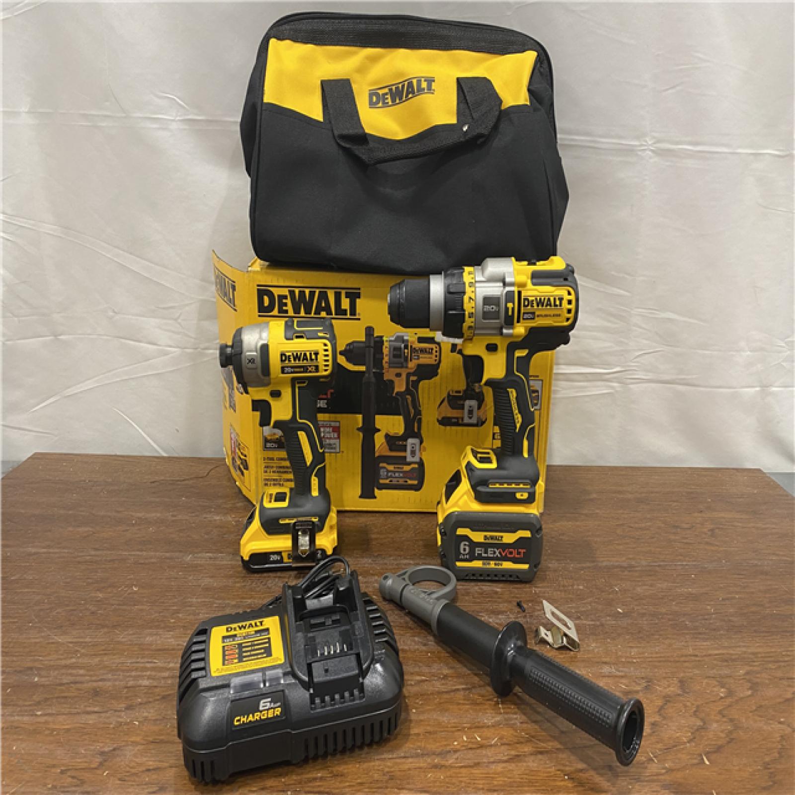 AS-IS DEWALT 20V MAX Cordless Brushless Hammer Drill/Driver 2 Tool Combo Kit with FLEXVOLT ADVANTAGE