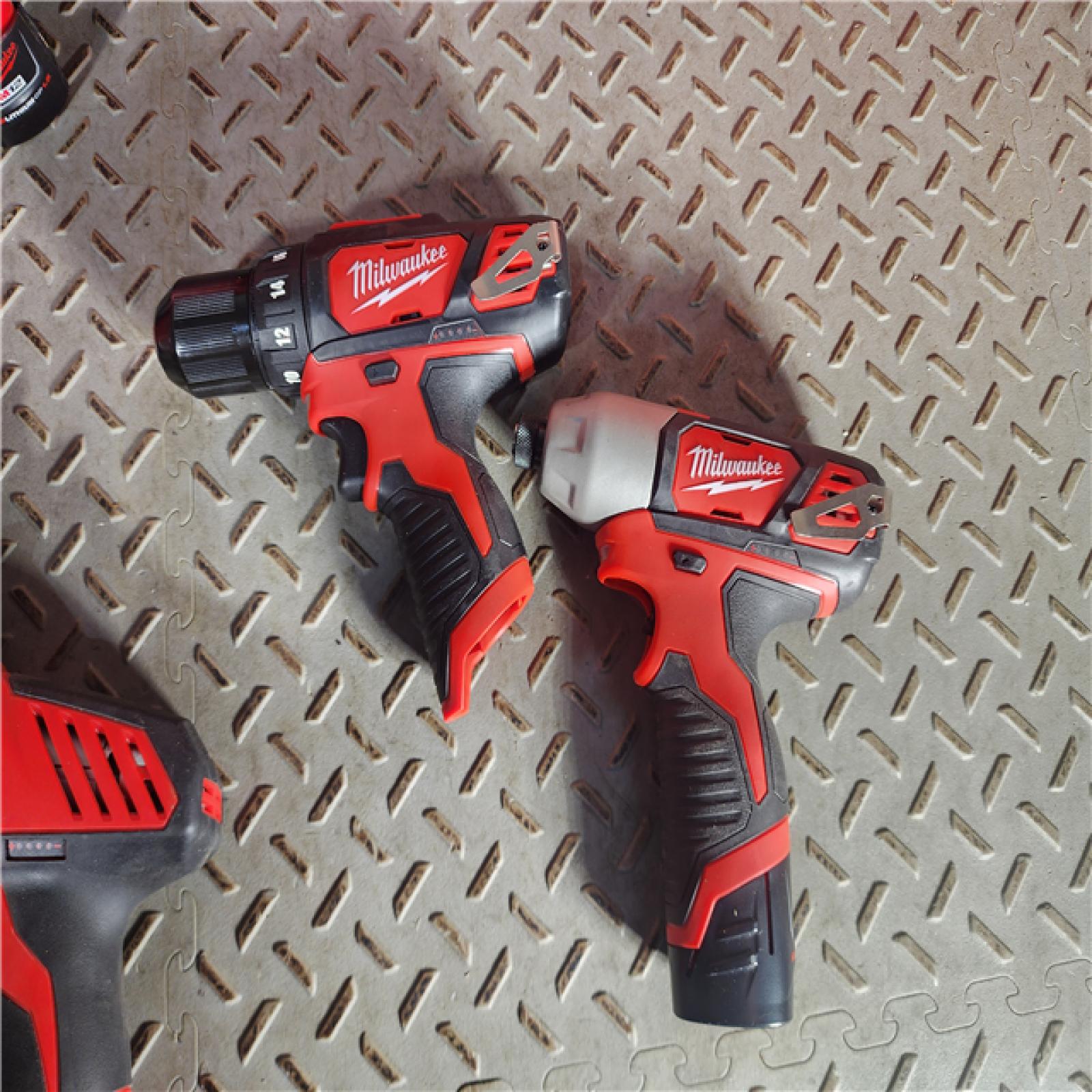 HOUSTON LOCATION - AS-IS M12 12V Lithium-Ion Cordless Combo Kit (5-Tool) with Two 1.5Ah Batteries, Charger & Tool Bag