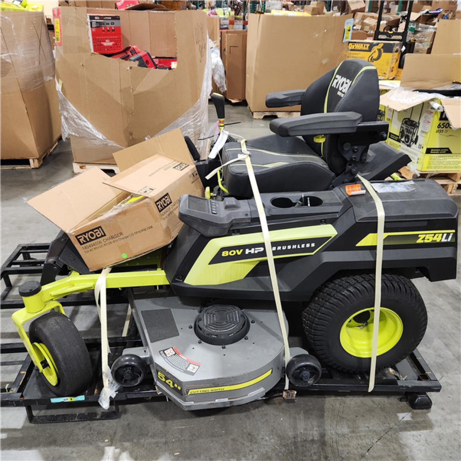 Dallas Location - As-Is  RYOBI 80V HP Brushless 54 in.Riding Mower 2) 80V Batteries Charger