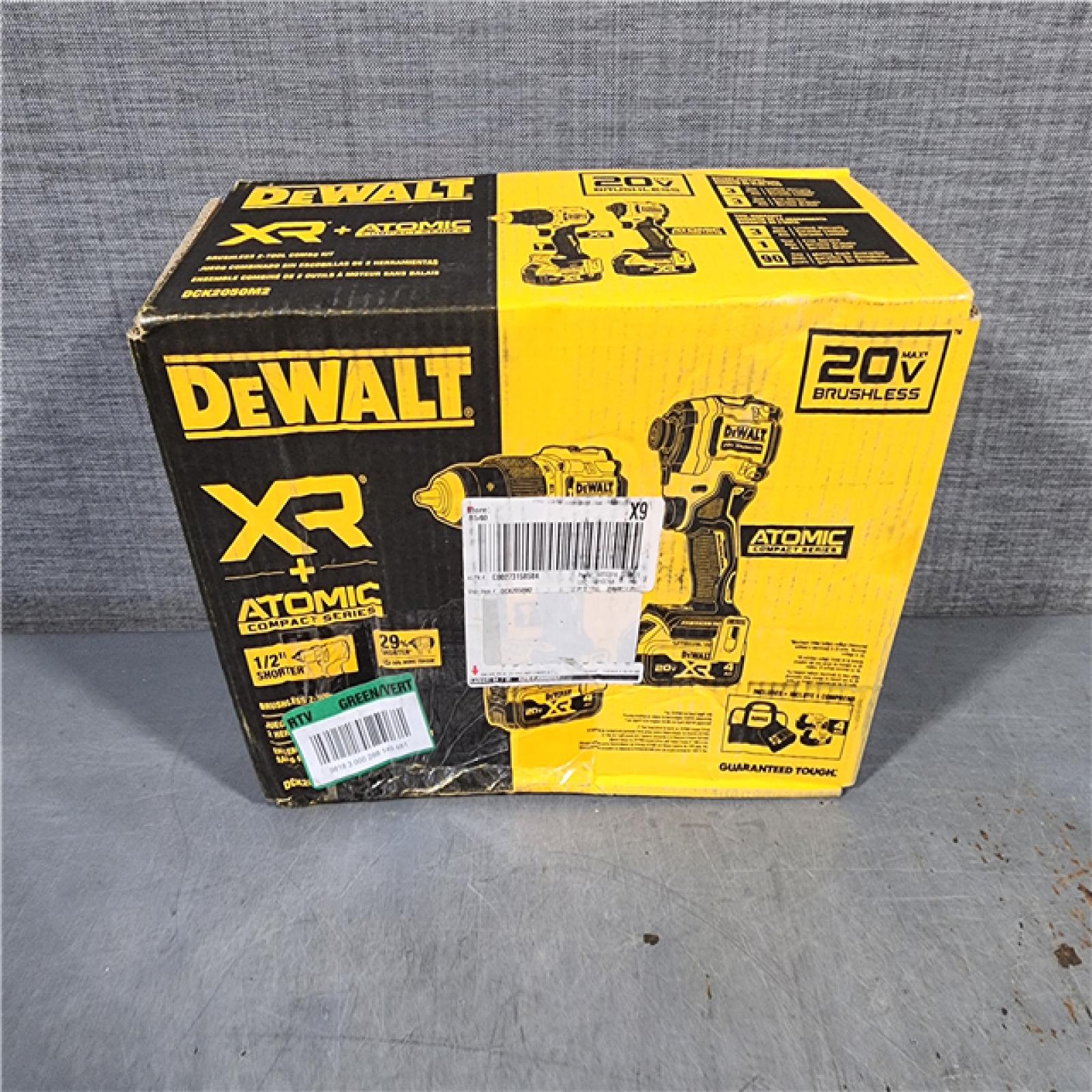 HOUSTON LOCATION - AS-IS DEWALT 20V MAX XR Hammer Drill and ATOMIC Impact Driver 2 Tool Cordless Combo Kit with (2) 4.0Ah Batteries, Charger, and Bag