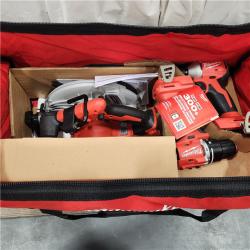 AS-IS Milwaukee M18 18-Volt Lithium-Ion Brushless Cordless Combo Kit (4-Tool) with 2-Batteries, 1-Charger and Tool Bag