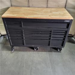 CALIFORNIA AS IS husky 72in. 18-drawer mobile workbench With adjustable high top textured matte black.