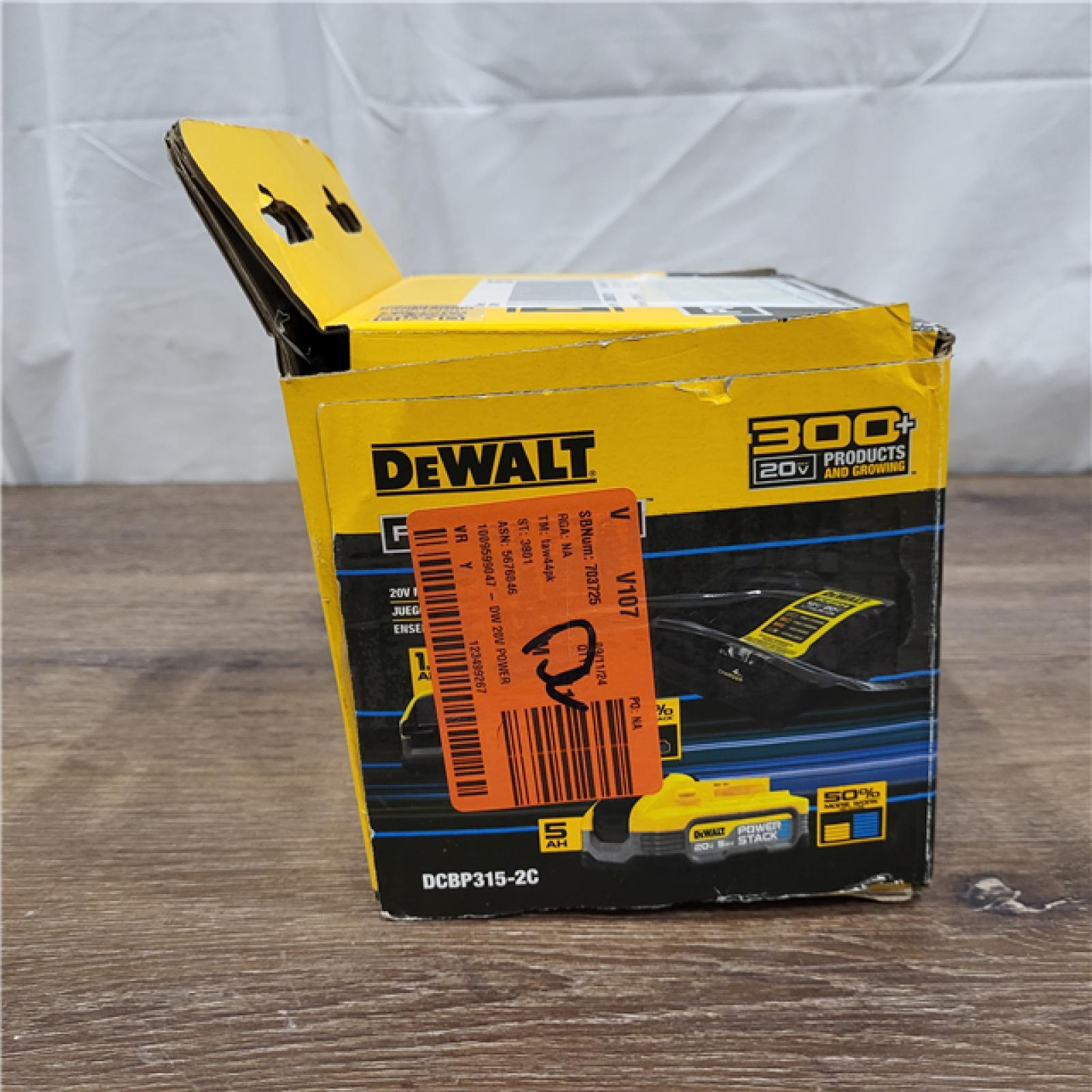 AS-IS DeWalt 20V MAX POWERSTACK DCBP315-2C Lithium-Ion 1.7Ah and 5Ah Battery and Charger Starter Kit 3 Pc