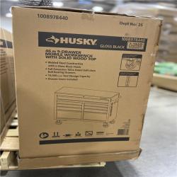 DALLAS LOCATION - Husky Tool Storage 46 in. W x 18 in. D 9-Drawer Mobile Workbench Cabinet in Gloss Black