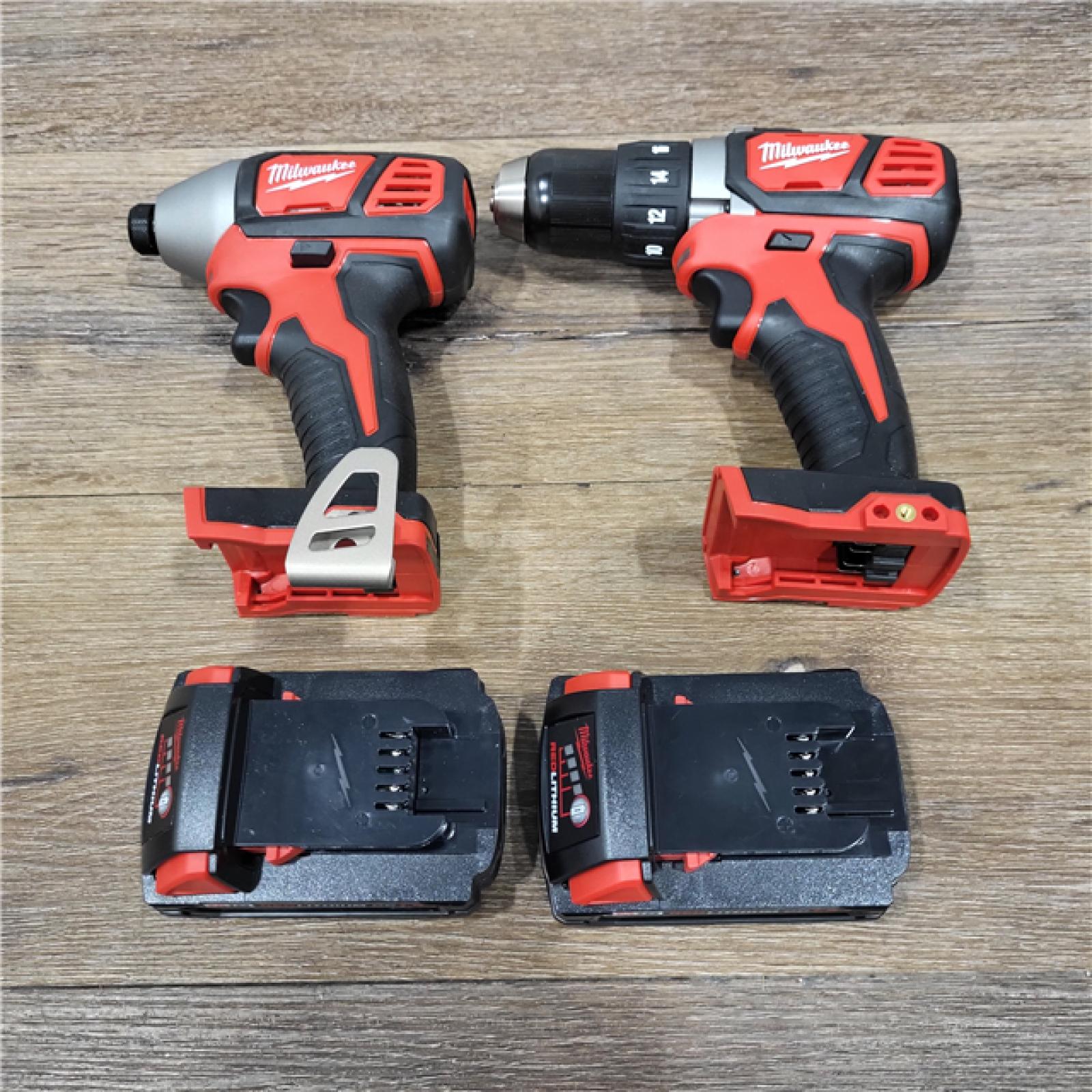 AS-IS Milwaukee M18 18V Cordless Brushed 2 Tool Drill/Driver and Impact Driver Kit