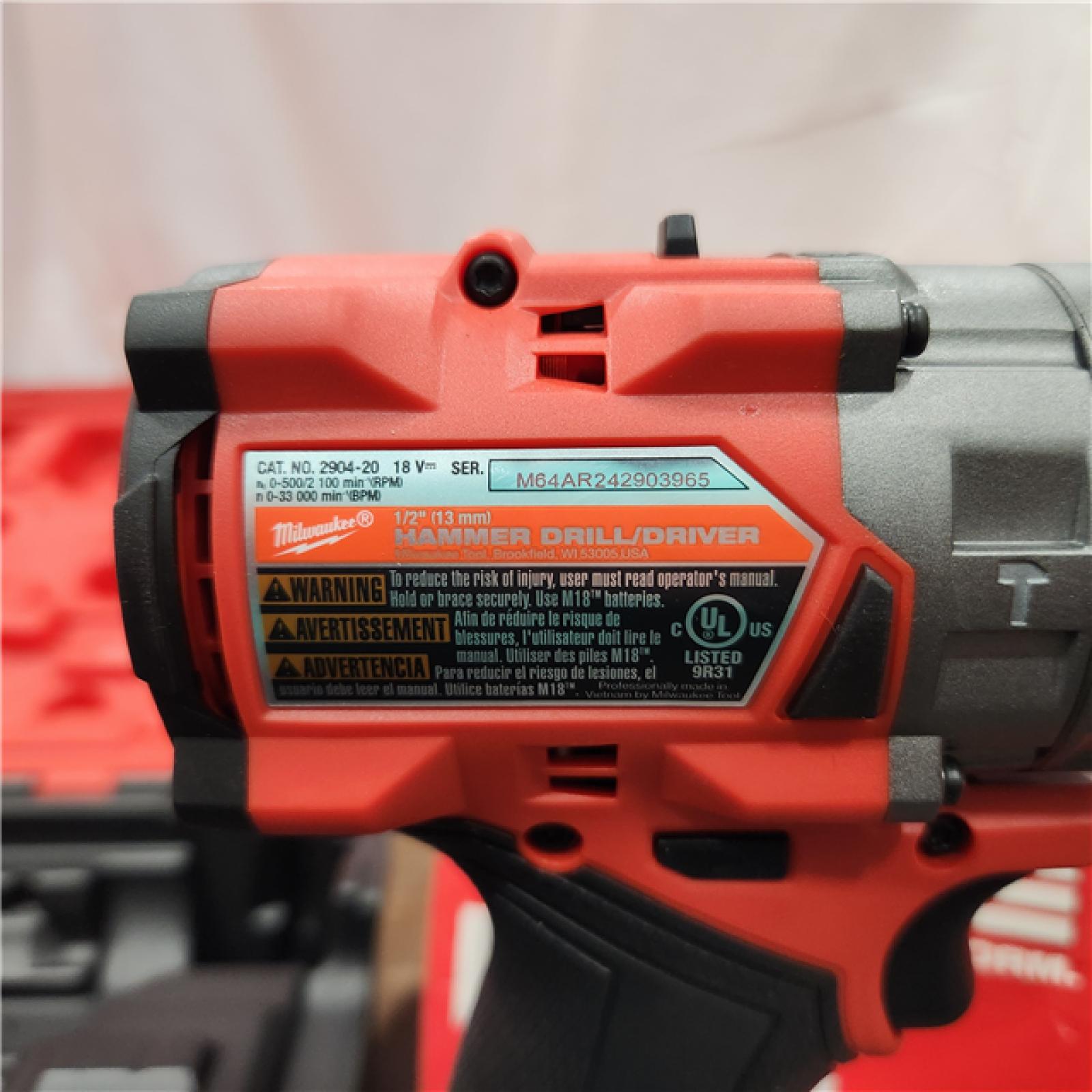 AS-IS Milwaukee M18 FUEL 18V Lithium-Ion Brushless Cordless Hammer Drill and Impact Driver Combo Kit (2-Tool) with 2 Batteries