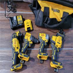 California As-Is Dewalt Brushless 4-Tool Combo Kit (Battery,Charger, and Tool Bag Included)